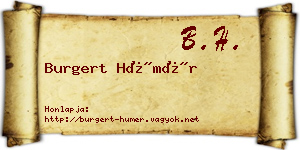 Burgert Hümér névjegykártya